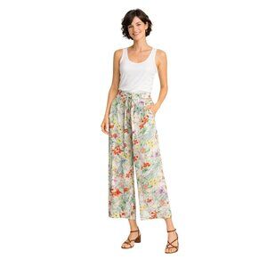 ZARA Medium Floral High-Waisted Wide-Leg Pants  100% Cotton Boho Chic